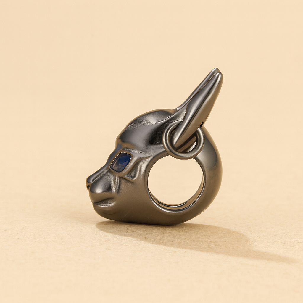 Egyptian Cat Charm with Resin Pyramid