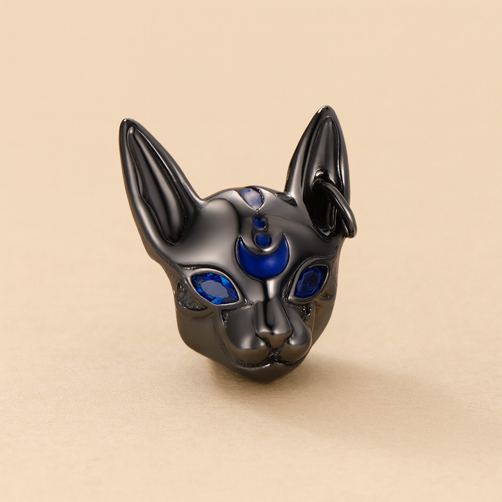 Egyptian Cat Charm with Resin Pyramid
