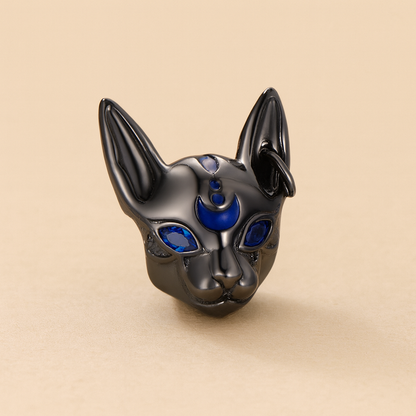 Egyptian Cat Charm with Resin Pyramid