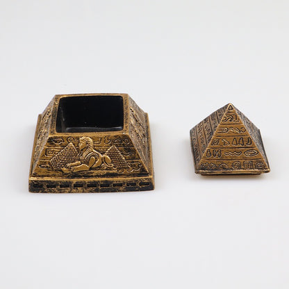 Egyptian Cat Charm with Resin Pyramid